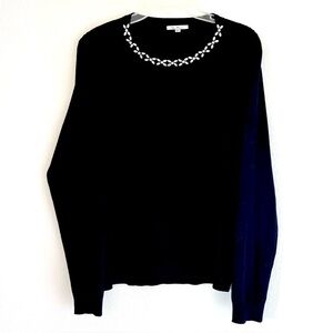 EUC Vila Milano for Sioni Black Sweater with Embellished Neckline
